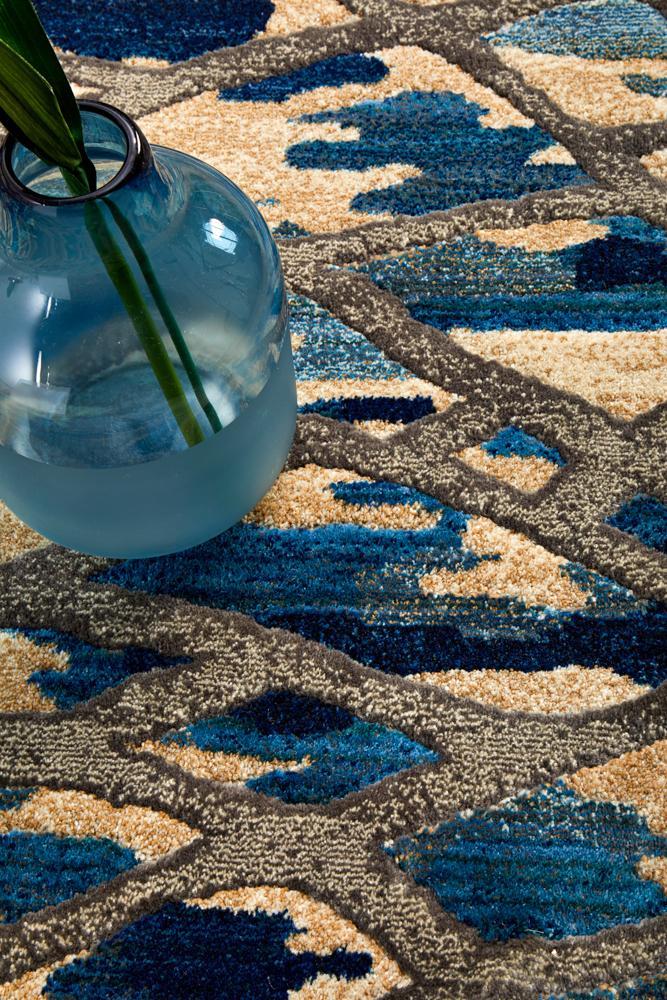 Dreamscape Ropes Modern Blue Rug