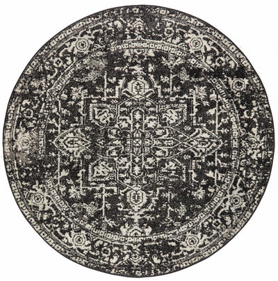 Evoke Scape Charcoal Transitional Round Rug