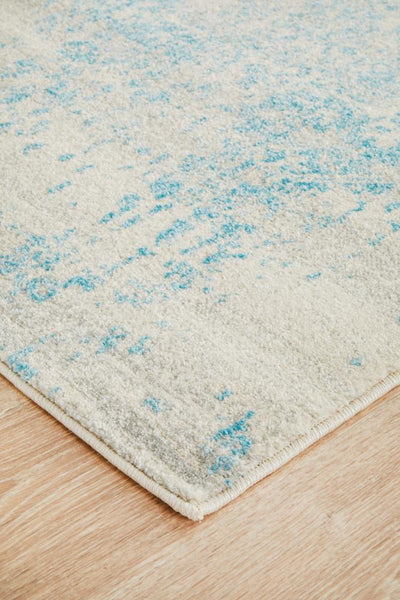 Evoke Glacier White Blue Transitional Runner Rug