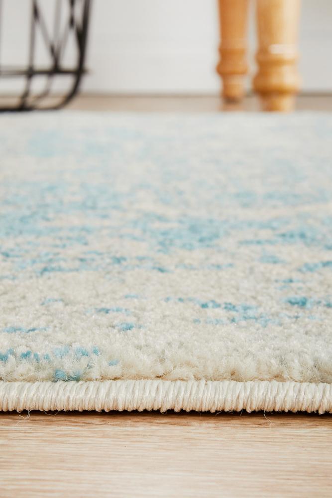 Evoke Glacier White Blue Transitional Runner Rug