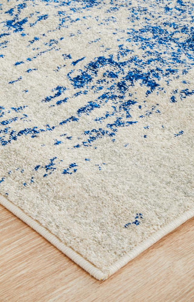 Evoke Horizon White Navy Transitional Runner Rug