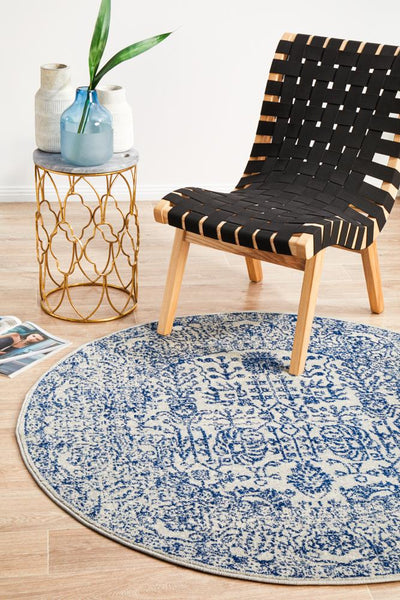 Evoke Frost Blue Transitional Round Rug