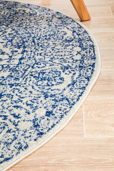 Evoke Frost Blue Transitional Round Rug