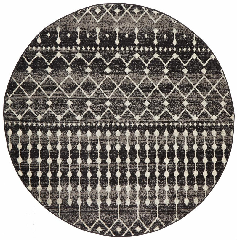 Evoke Simplicity Black Transitional Round Rug