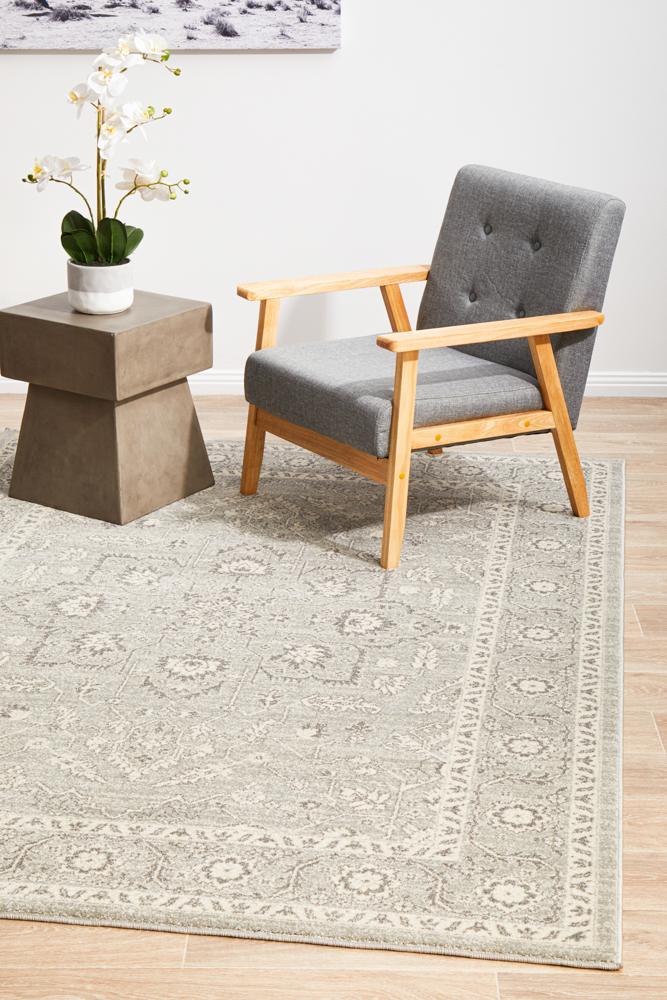 Evoke Silver Flower Transitional Rug