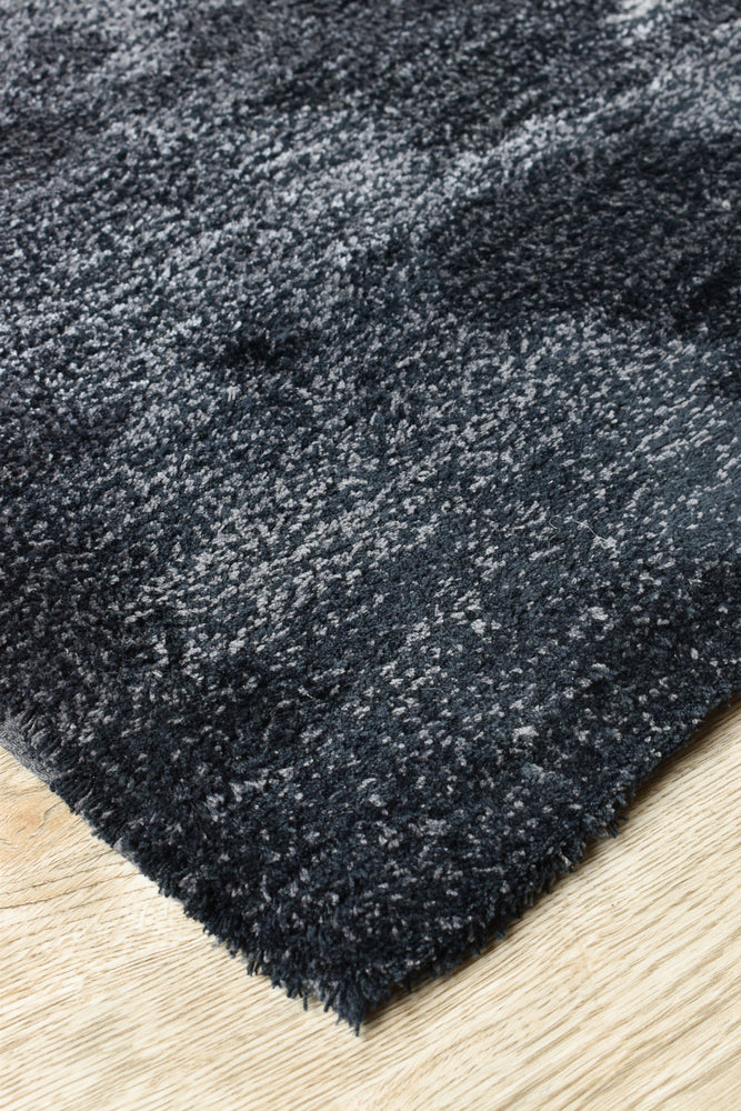 Omber Black Grey Shaggy Rug