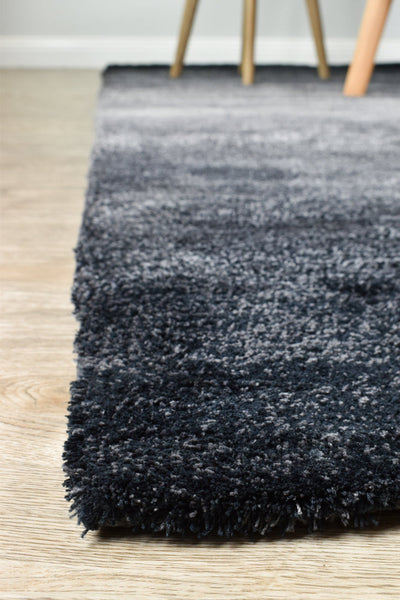 Omber Black Grey Shaggy Rug