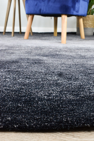 Omber Black Grey Shaggy Rug