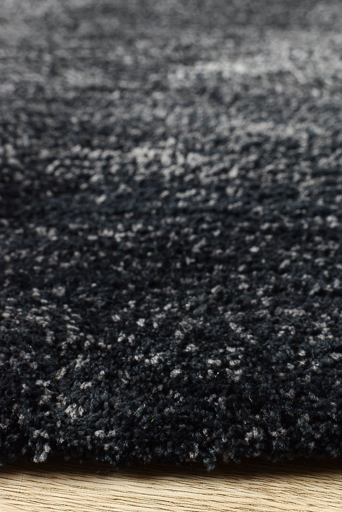 Omber Black Grey Shaggy Rug