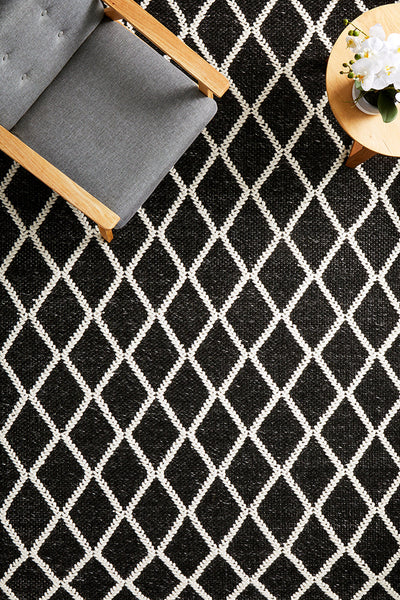 Huxley Black, Wool Rugs, Made in India, Rugs Online Sydney Australia, www.rugsonlinerugs.com.au