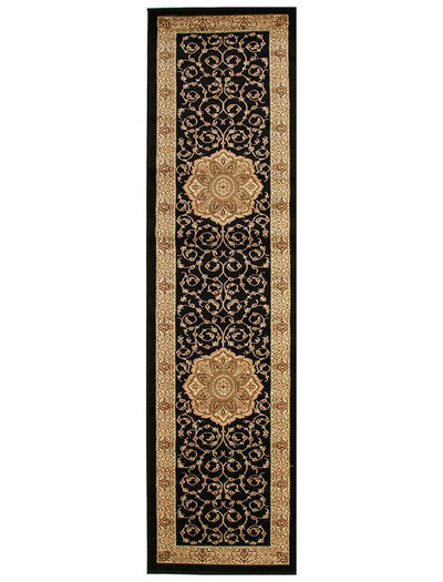 Istanbul Medallion Classic Pattern Runner Rug Black