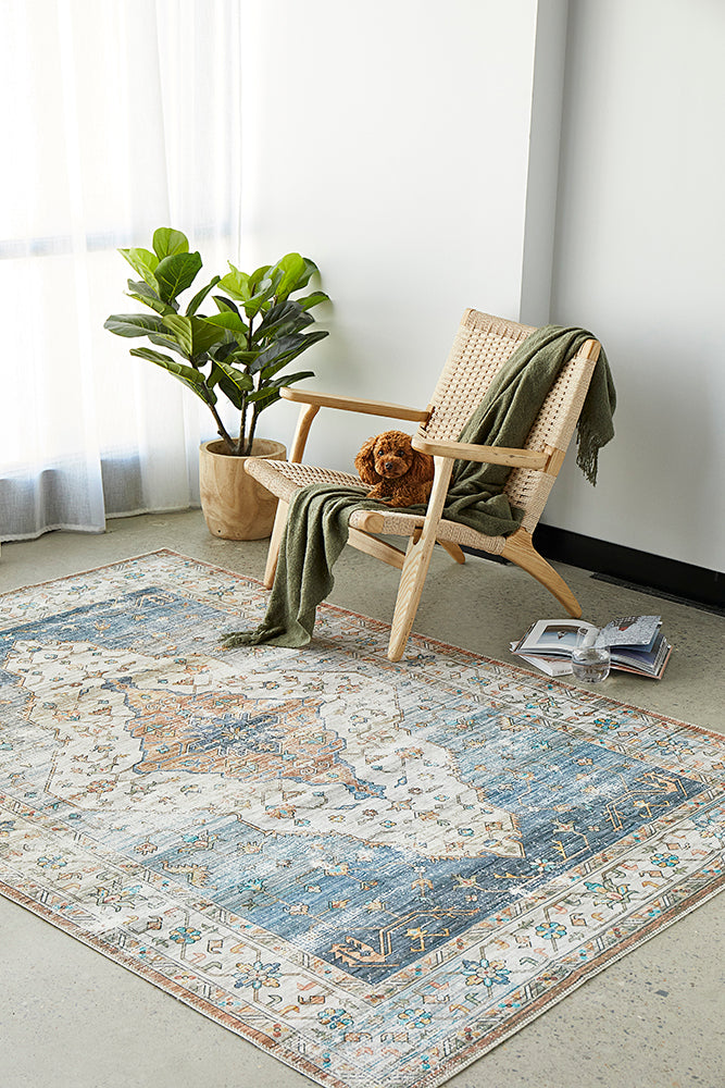 Washable Blair Blue Rug, Rugs Online Rugs Sydney Australia, www.rugsonlinerugs.com.au