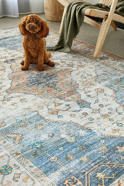 Washable Blair Blue Rug, Rugs Online Rugs Sydney Australia, www.rugsonlinerugs.com.au