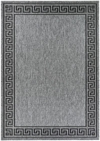 Long Island Alaska Greek Key Grey Black Rug 7781-DM9E