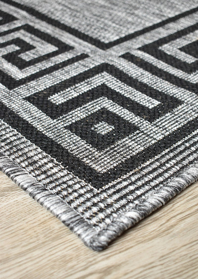 Long Island Alaska Greek Key Grey Black Rug 7781-DM9E