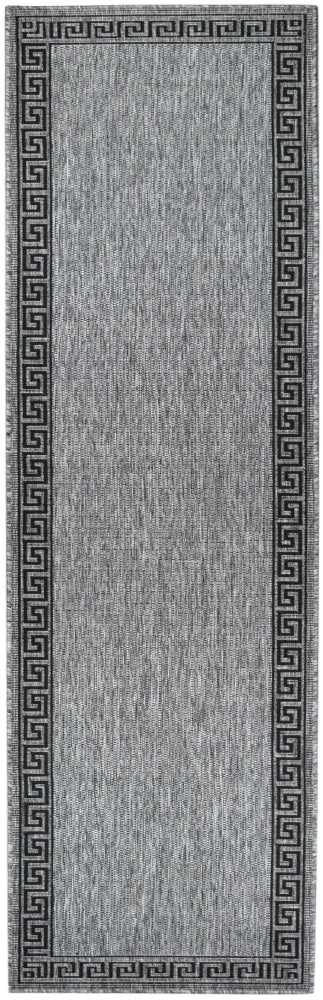 Long Island Alaska Greek Key Grey Black Runner Rug 7781-DM9E