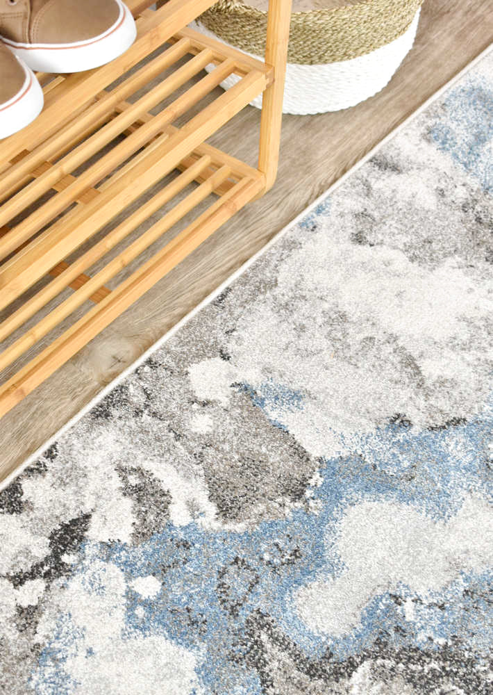 Chester Blue White Runner Rug 34035