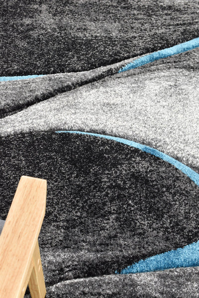 Milan Dahlia 37 Dark Grey Turquoise Rug