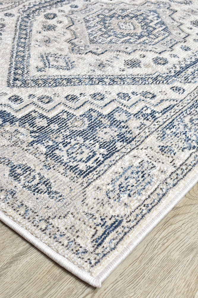 Medina Sofia Cream Blue Runner Rug A161A