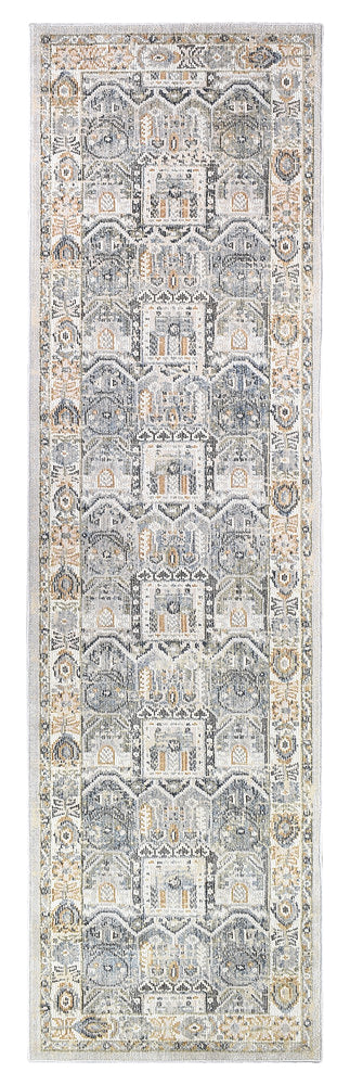 Medina Hugo Blue Grey Runner Rug 0319A