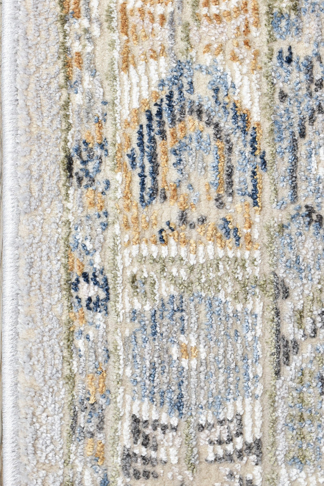 Medina Hugo Blue Grey Runner Rug 0319A