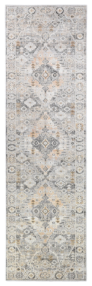 Medina Tribal Grey Mustard Runner Rug 0320C