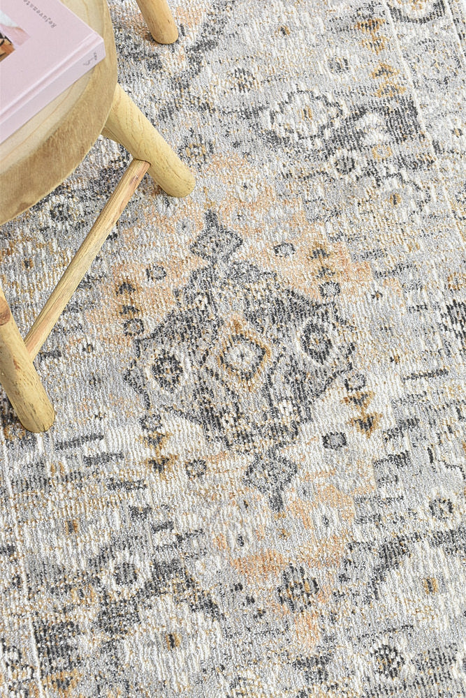 Medina Tribal Grey Mustard Runner Rug 0320C