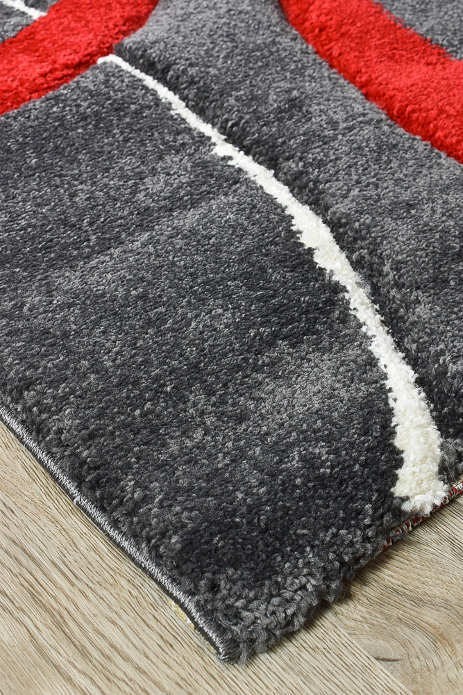 Milan Dahlia 798 Dark Grey Red Rug