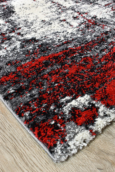 Milan Dahlia 651 White Red Runner Rug