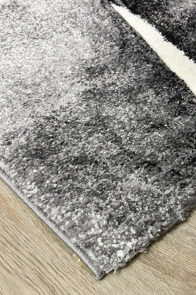 Milan Dahlia 37 Dark Grey White Runner Rug