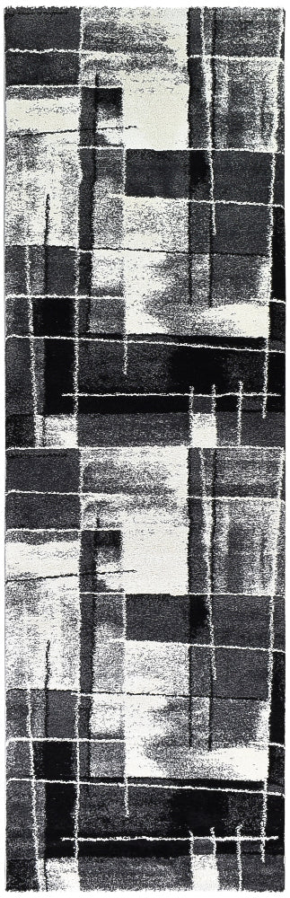 Milan Dahlia 297 Dark Grey Black Runner, Rugs Online Rugs Sydney Australia, www.rugsonlinerugs.com.au