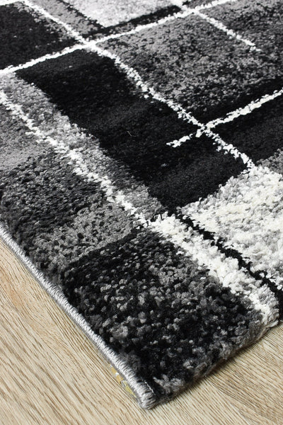 Milan Dahlia 297 Dark Grey Black Runner Rug