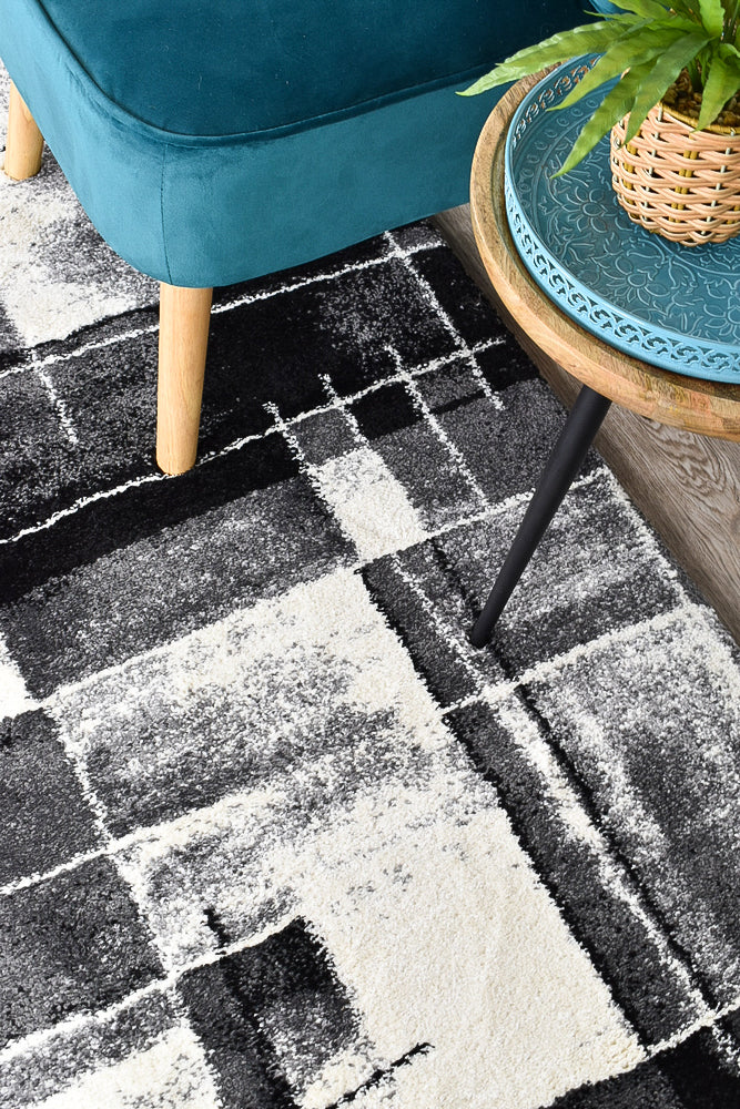 Milan Dahlia 297 Dark Grey Black Rug