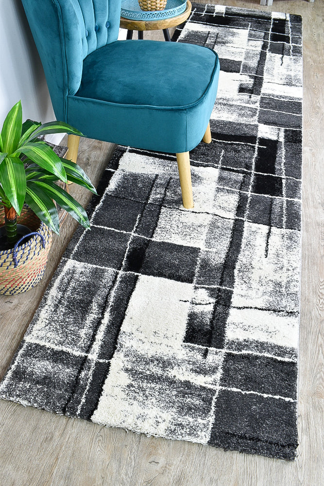 Milan Dahlia 297 Dark Grey Black Runner, Rugs Online Rugs Sydney Australia, www.rugsonlinerugs.com.au