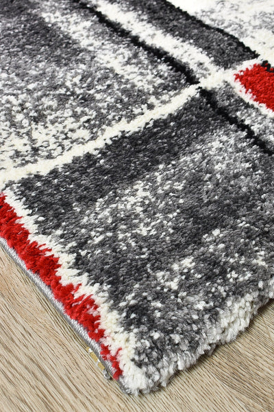 Milan Dahlia 297 Dark Grey Red Rug