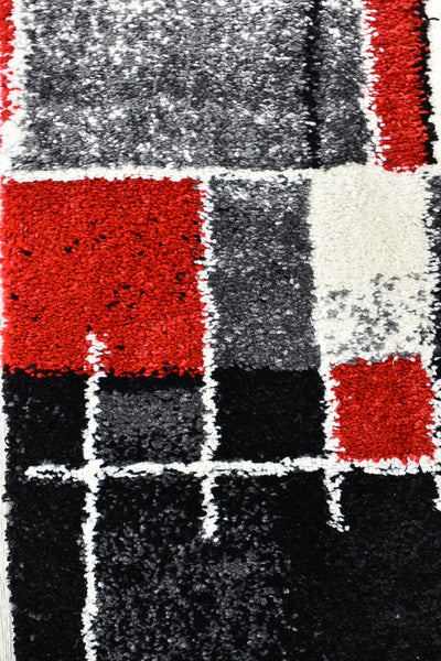 Milan Dahlia 297 Dark Grey Red Runner Rug