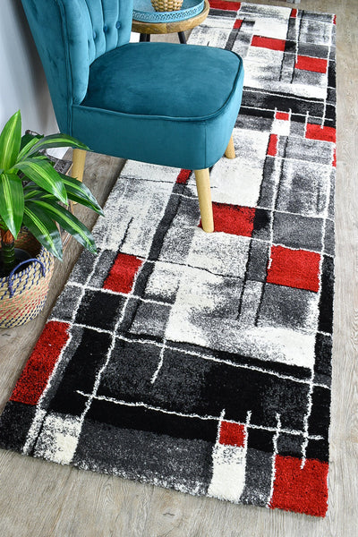 Milan Dahlia 297 Dark Grey Red Rug