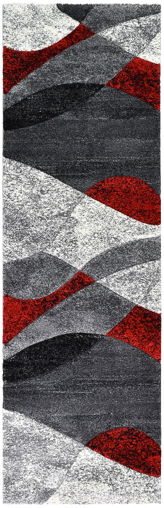 Milan Dahlia 298 Dark Grey Red Runner Rug, Rugs Online Rugs Sydney Australia, www.rugsonlinerugs.com.au