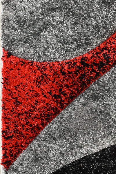 Milan Dahlia 298 Dark Grey Red Runner Rug