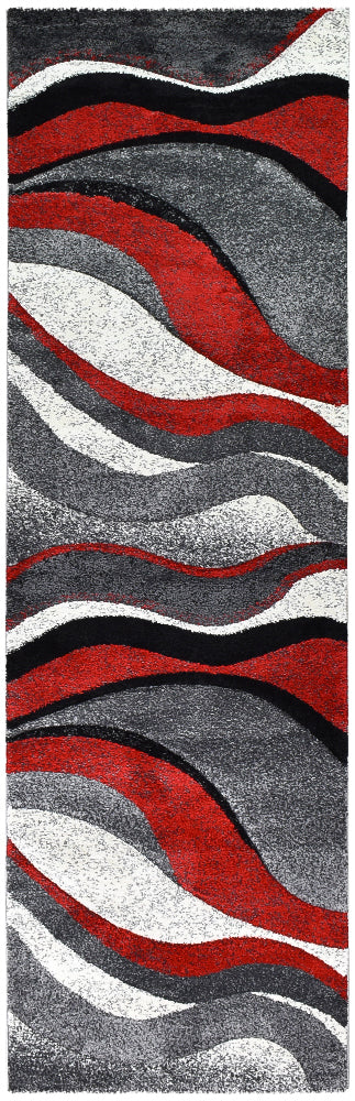 Milan Dahlia 300 Light Grey Red Rug