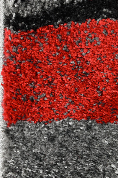 Milan Dahlia 300 Light Grey Red Runner Rug