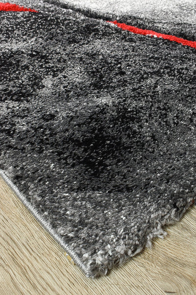 Milan Dahlia 37 Dark Grey Red Runner Rug