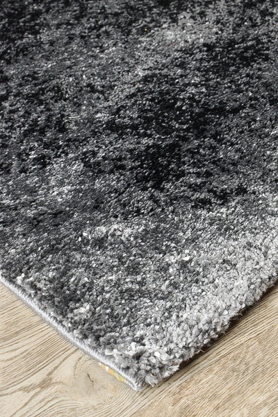 Milan Dahlia 37 Dark Grey White Rug