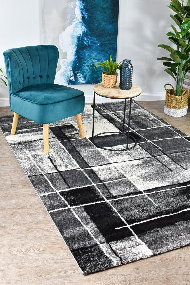 Milan Dahlia 297 Dark Grey Black Rug