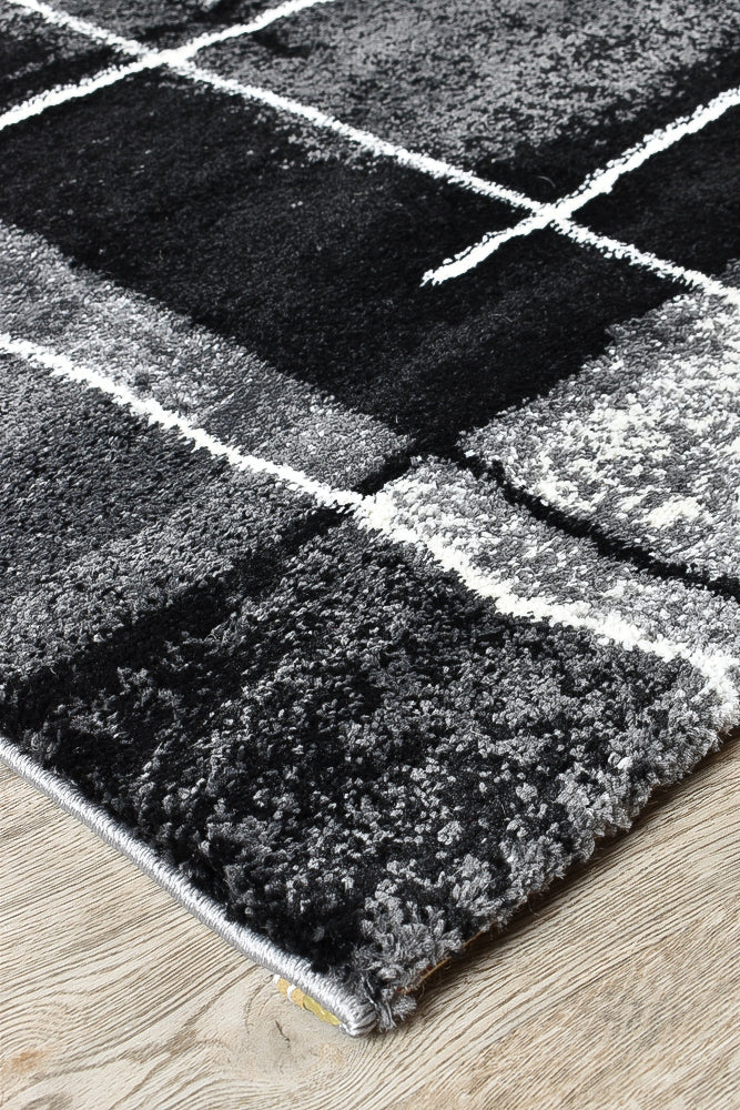 Milan Dahlia 297 Dark Grey Black Rug