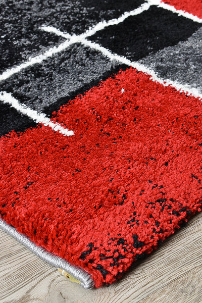 Milan Dahlia 297 Dark Grey Red Rug