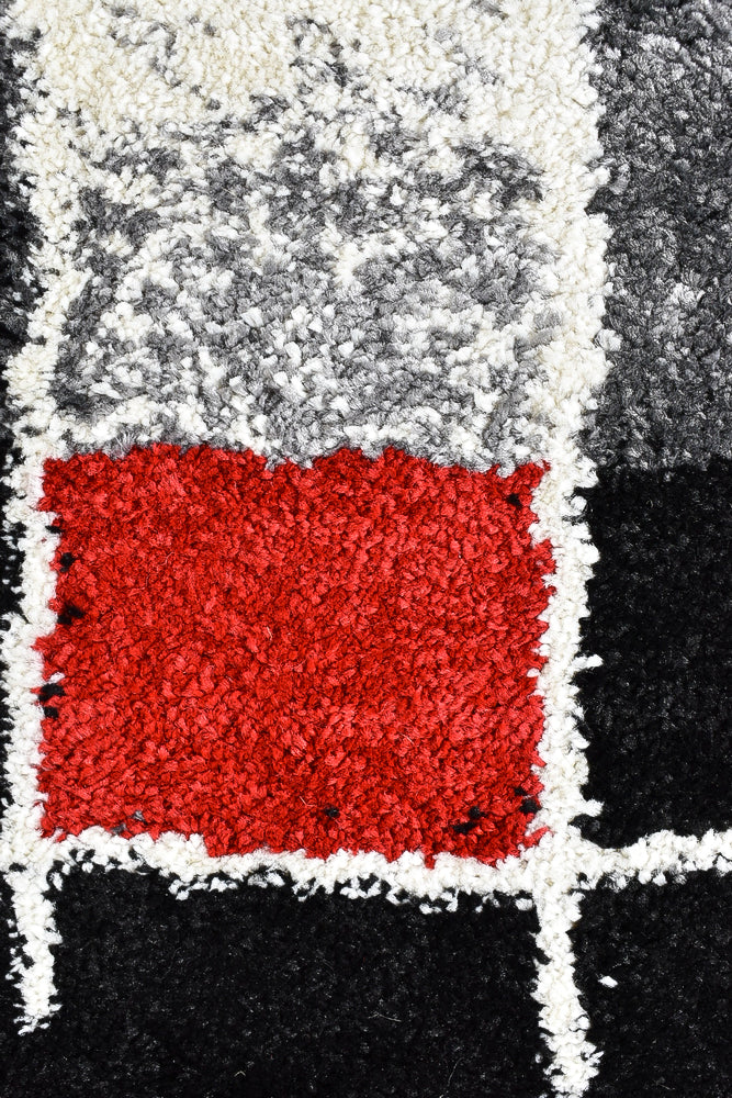 Milan Dahlia 297 Dark Grey Red Rug