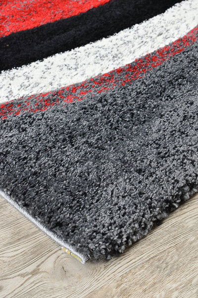 Milan Dahlia 300 Light Grey Red Rug