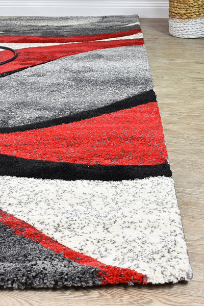 Milan Dahlia 300 Light Grey Red Rug