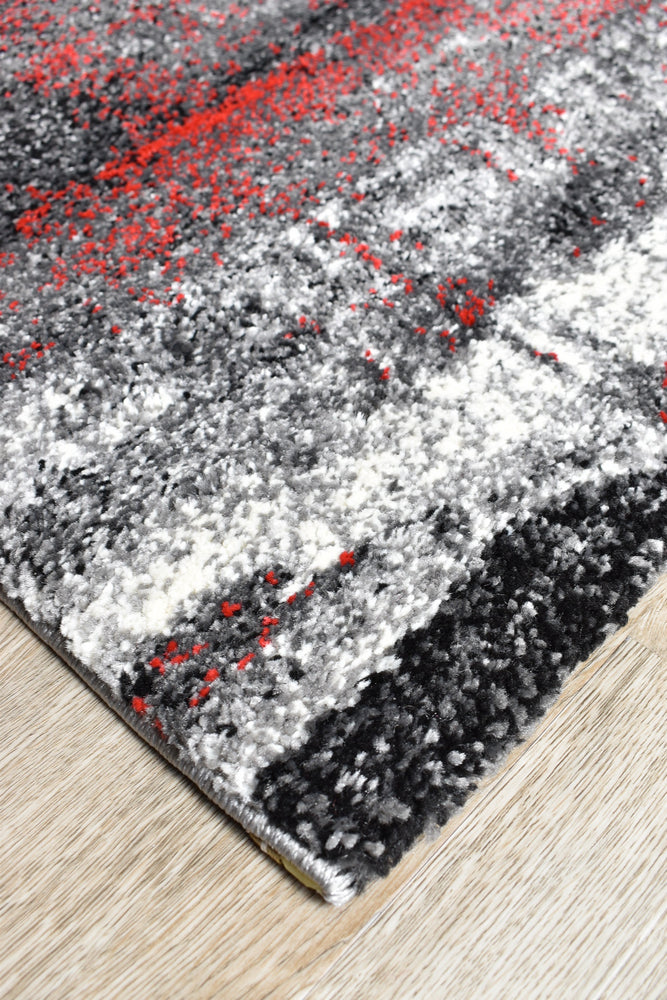 Milan Dahlia 347 Light Grey Red Rug